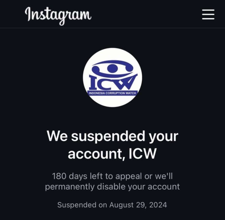 Tangkapan layar Instagram ICW