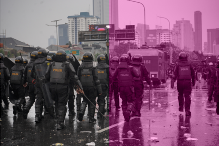 Pengamanan aparat kepolisian saat demonstrasi di Indonesia