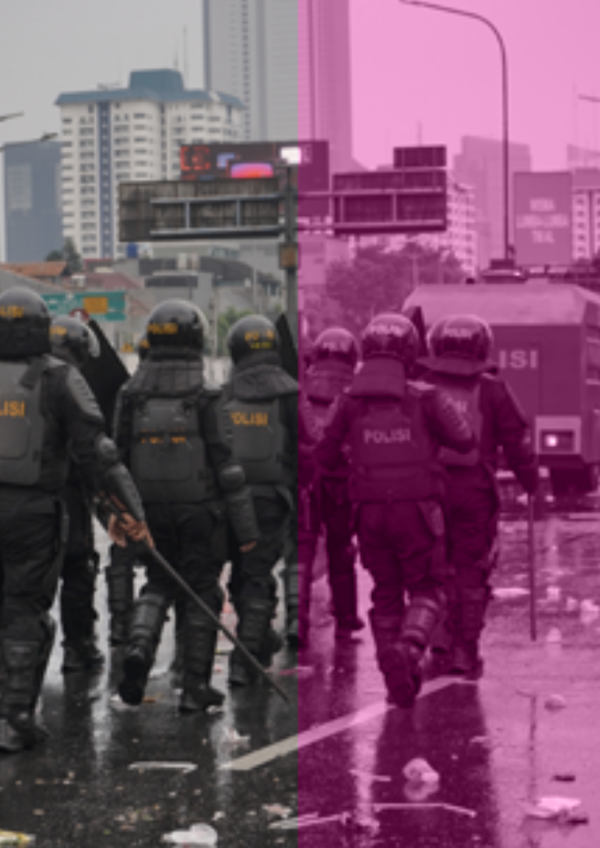 Pengamanan aparat kepolisian saat demonstrasi di Indonesia
